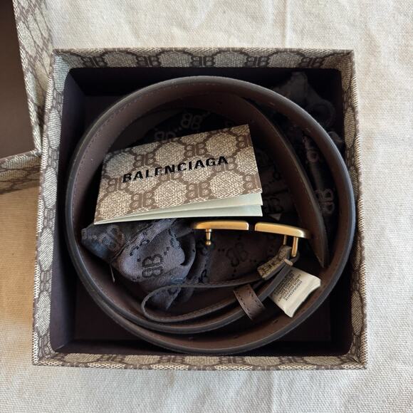 Balenciaga x Gucci BB Hacker Monogram Belt Brown NEW w/ Tags Italy Size 80cm 32 - Picture 4 of 9